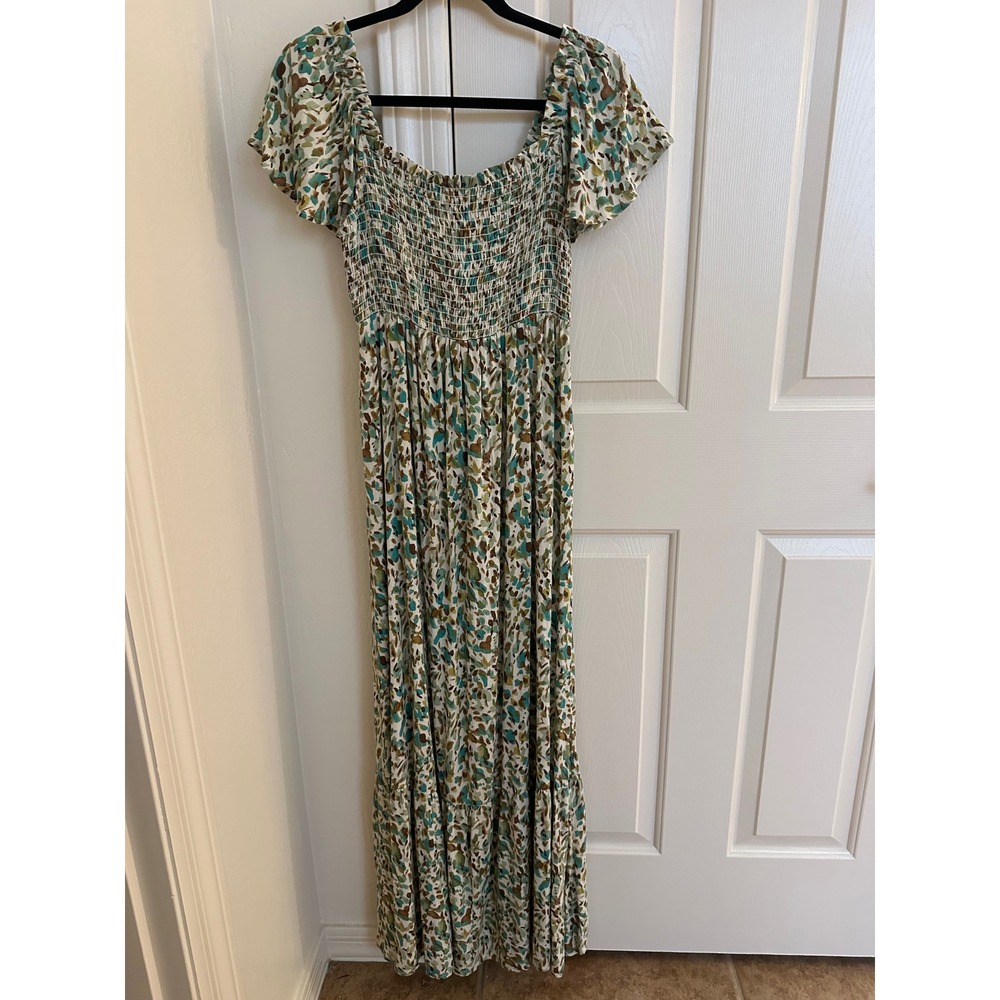 NWT Gilli Malia Maternity Maxi Dress Green Floral Boho Stitch‎ Fix Small